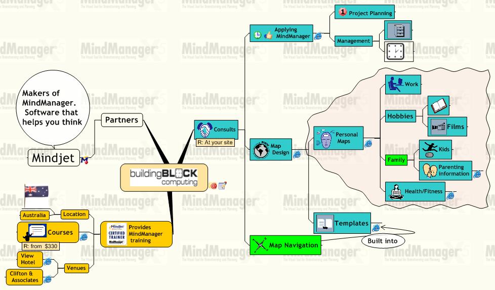 We can show you how MindManager can improve your business and can be used for notetaking, brainstorming, developing your own personal map, creating presentations and developing project plans.